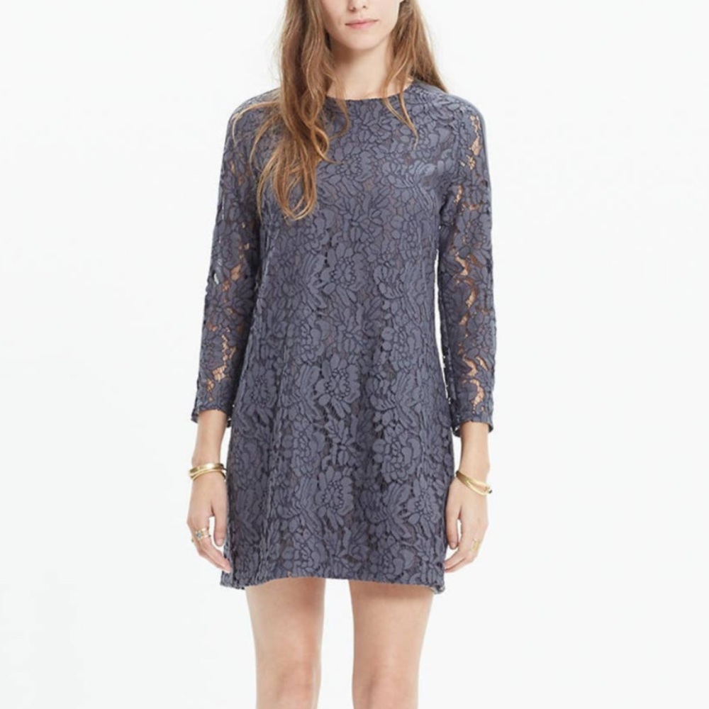 Madewell Lace Long Sleeve Shift Mini Dress
